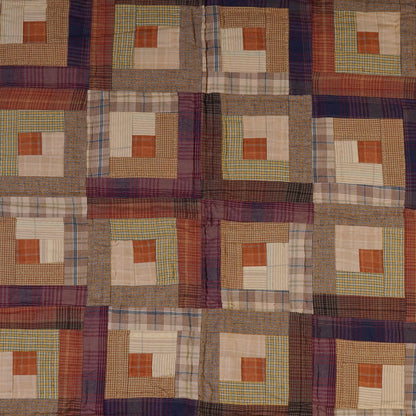 Hand Quilted Throw quilt, wall hanging ,Table Topper 45"x45" patchwork country Autumn log cabin by Home Heart brands (Made in India)