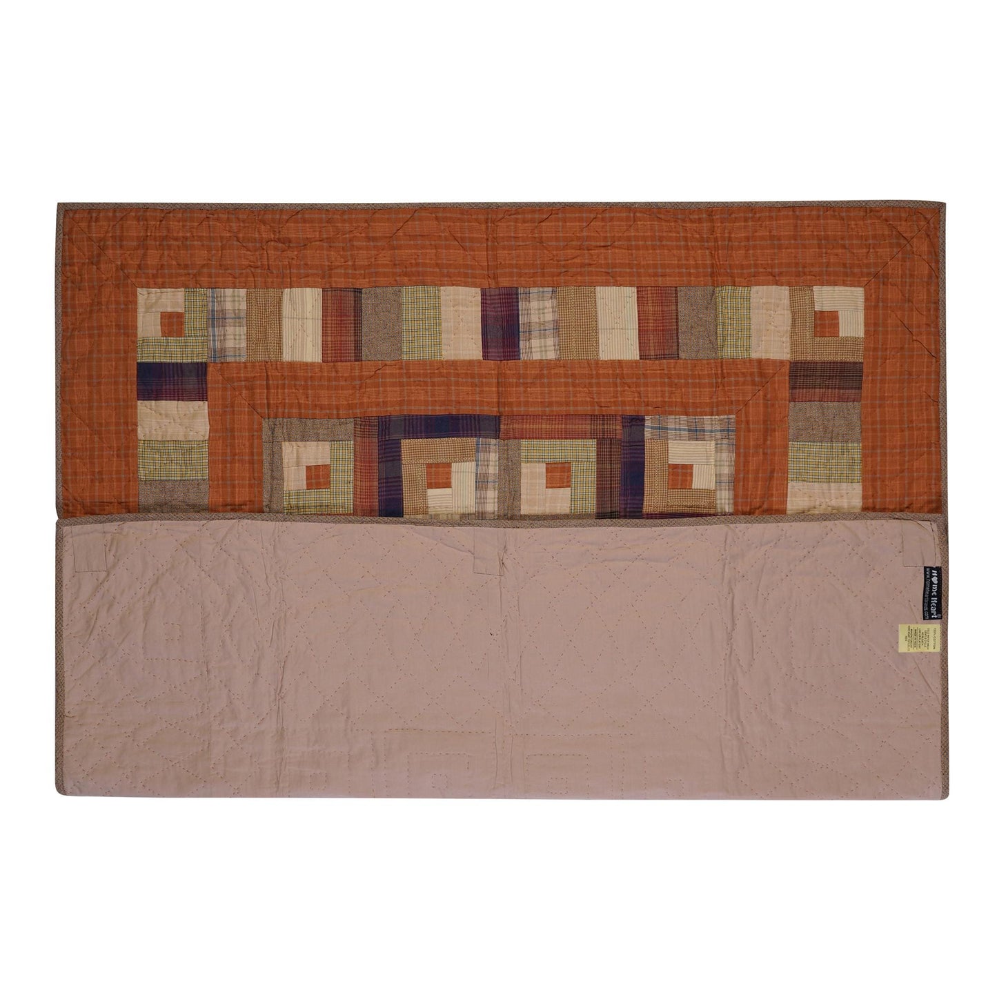 Hand Quilted Throw quilt, wall hanging ,Table Topper 45"x45" patchwork country Autumn log cabin by Home Heart brands (Made in India)