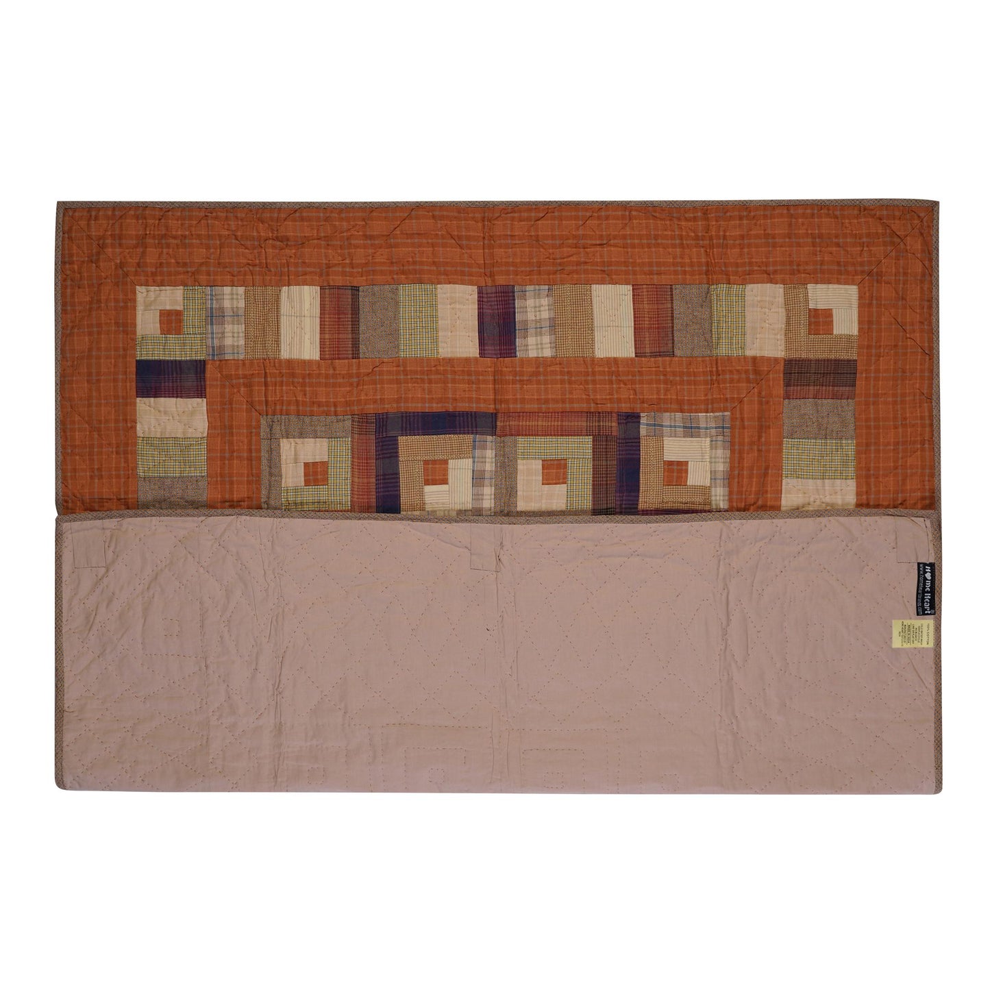 Hand Quilted Throw quilt, wall hanging ,Table Topper 45"x45" patchwork country Autumn log cabin by Home Heart brands (Made in India)