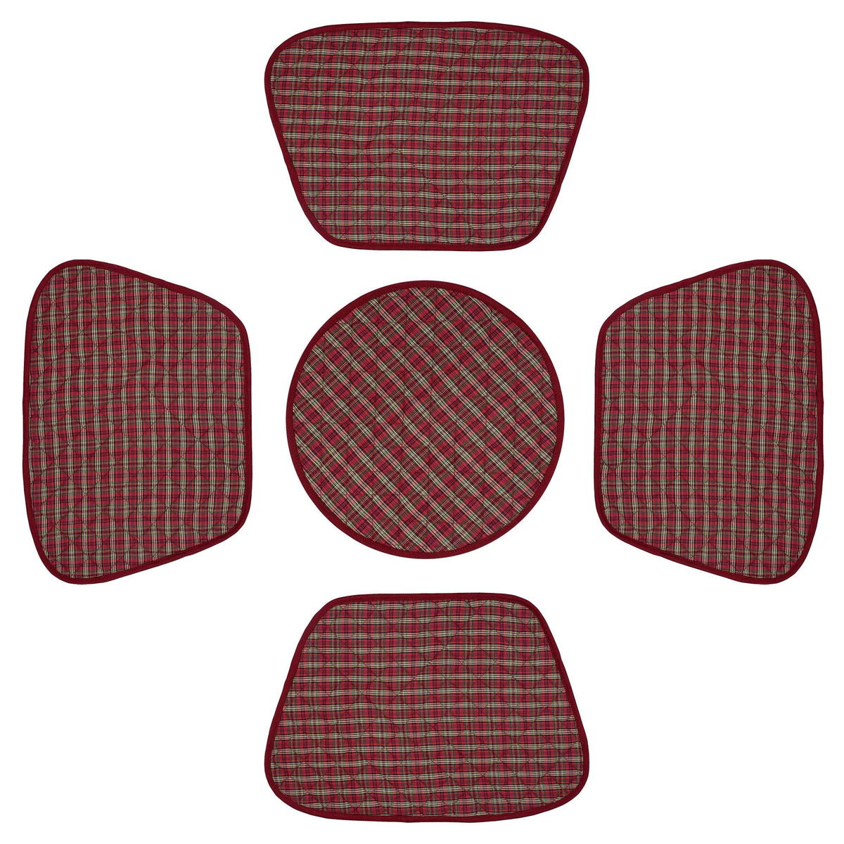Wedge quilted placemat ,Trivet, pot holder, table mat christmas red plaid cotton reversible placemat by HOME HEART Brands(India)