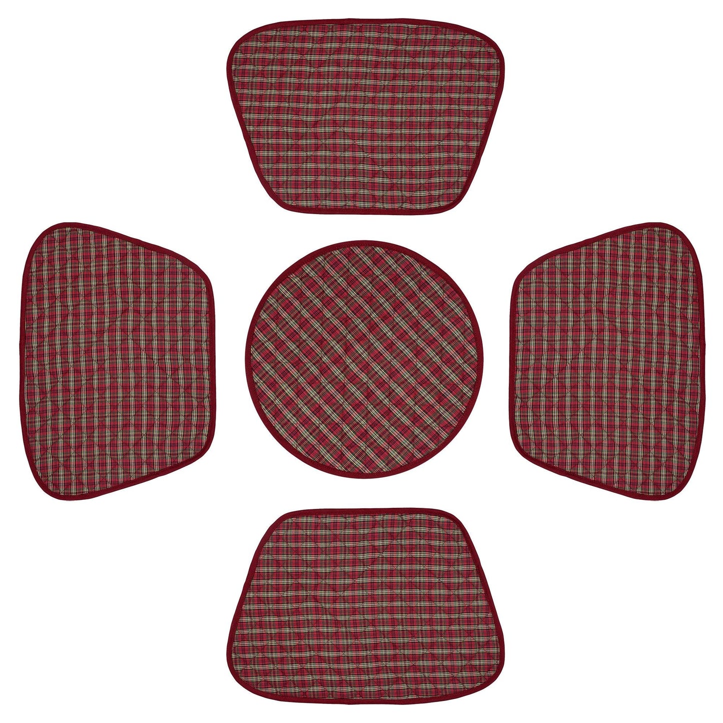Wedge quilted placemat ,Trivet, pot holder, table mat christmas red plaid cotton reversible placemat by HOME HEART Brands(India)