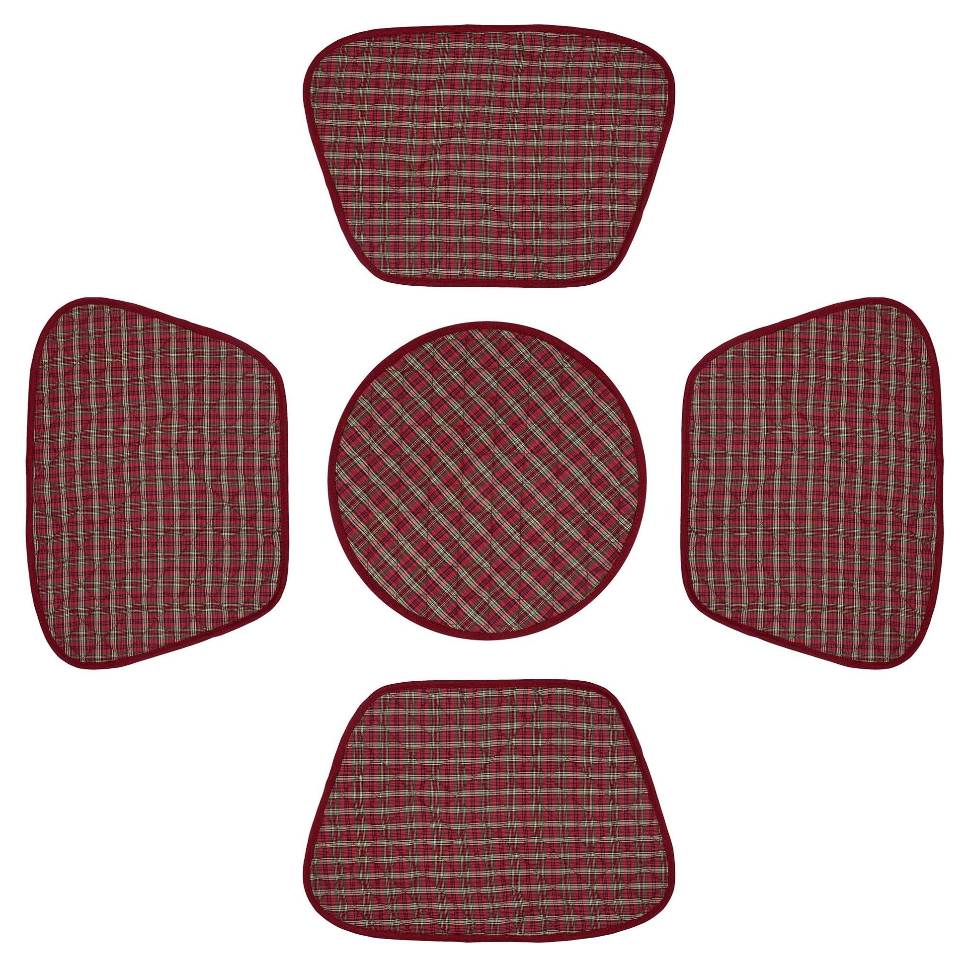 Wedge quilted placemat ,Trivet, pot holder, table mat christmas red plaid cotton reversible placemat by HOME HEART Brands(India)
