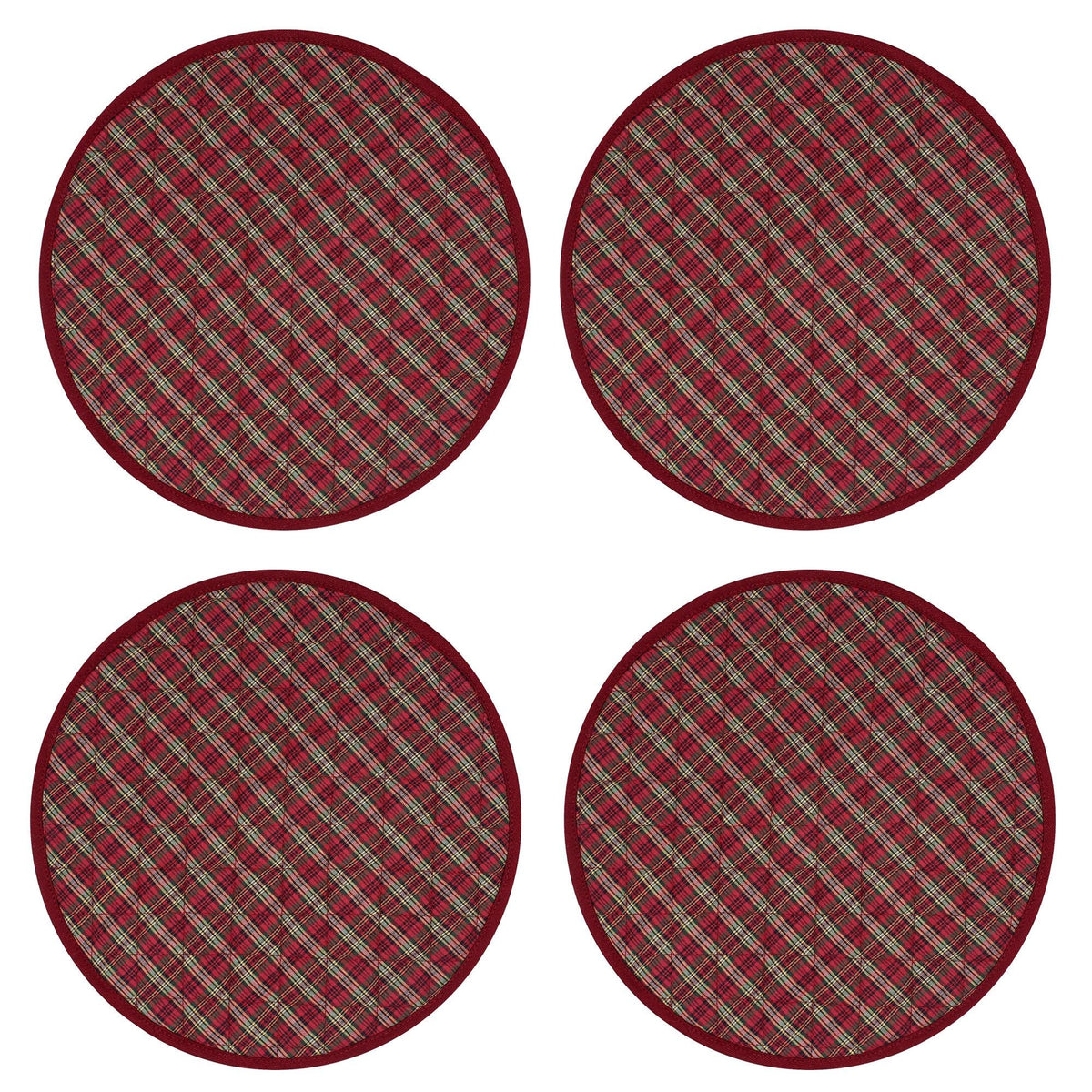 Wedge quilted placemat ,Trivet, pot holder, table mat christmas red plaid cotton reversible placemat by HOME HEART Brands(India)