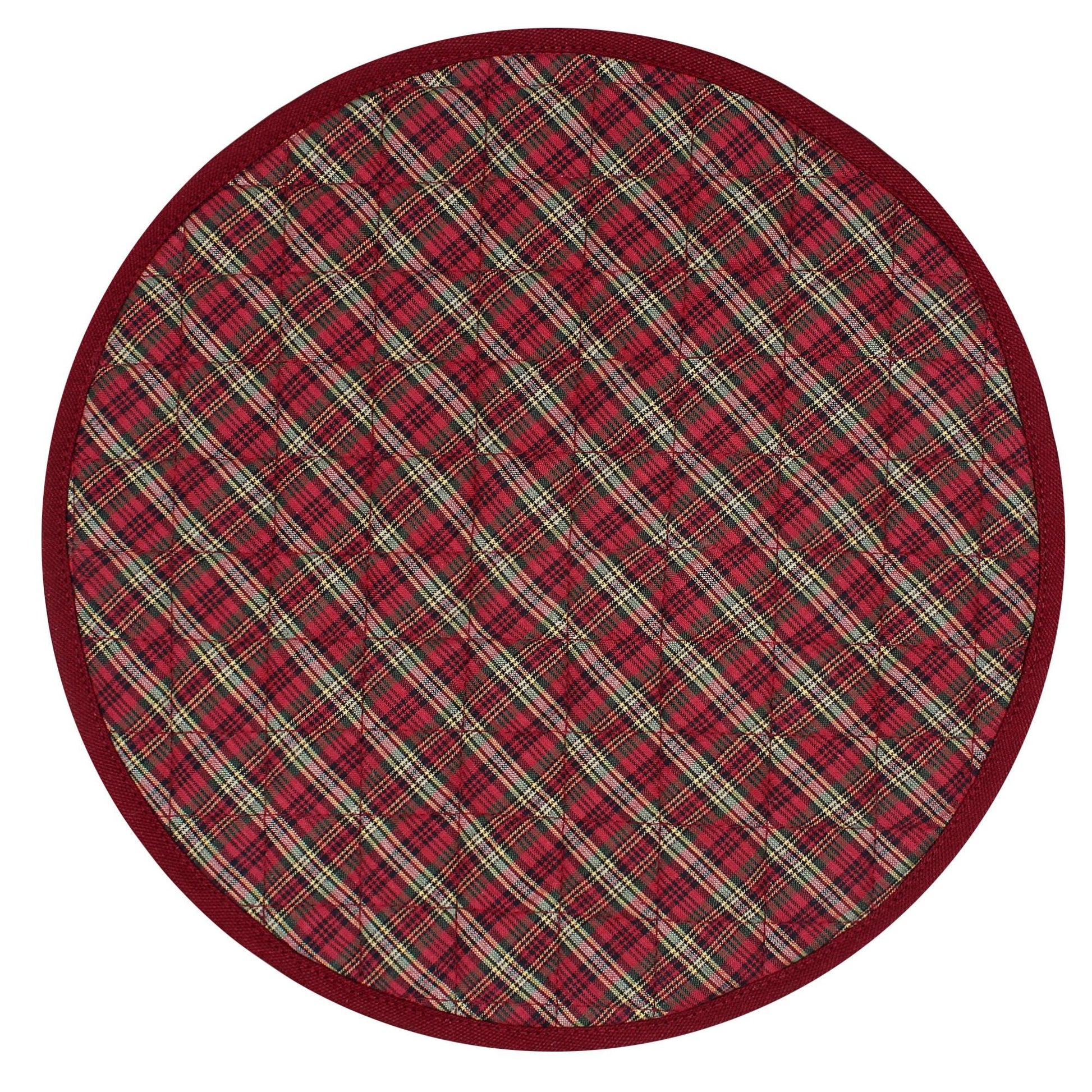 Wedge quilted placemat ,Trivet, pot holder, table mat christmas red plaid cotton reversible placemat by HOME HEART Brands(India)