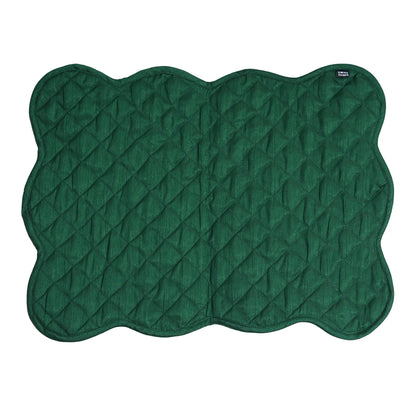 Dupioni Silk Green reversible Quilted Table runner, Trivet, placemat  & Table toppers design by HOME HEART Brands