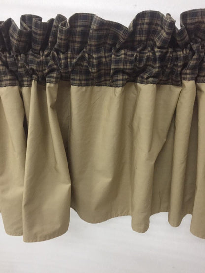 Plaid check valance panel Primitive Country black & beige Window Treatment Panels Check valance by HOME HEART Brands (Made in India)