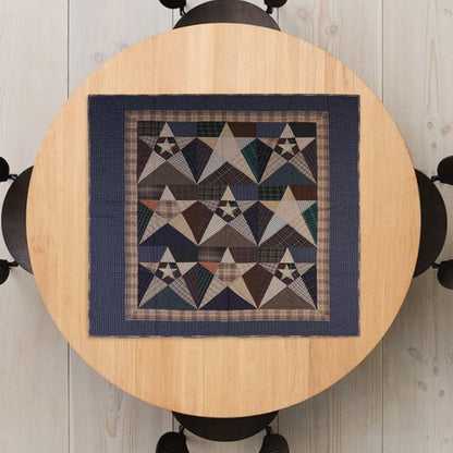 Hand made calico plaid Primitive Star 44"x44" country Cotton Hand Quilted patchwork Wall hanging & Toppers, baby quilt by HOME HEART Brands