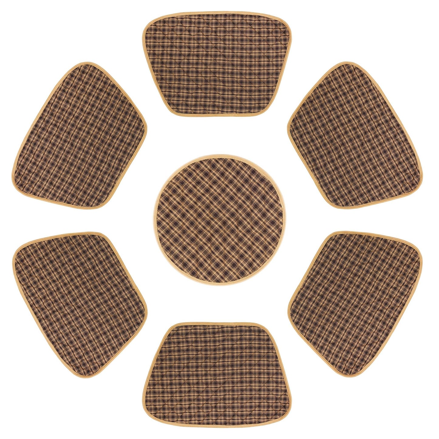 Wedge quilted placemat ,Trivet, pot holder, table mat Farm house Buffalo plaid cotton black & tan reversible mat by HOME HEART Brands(India)