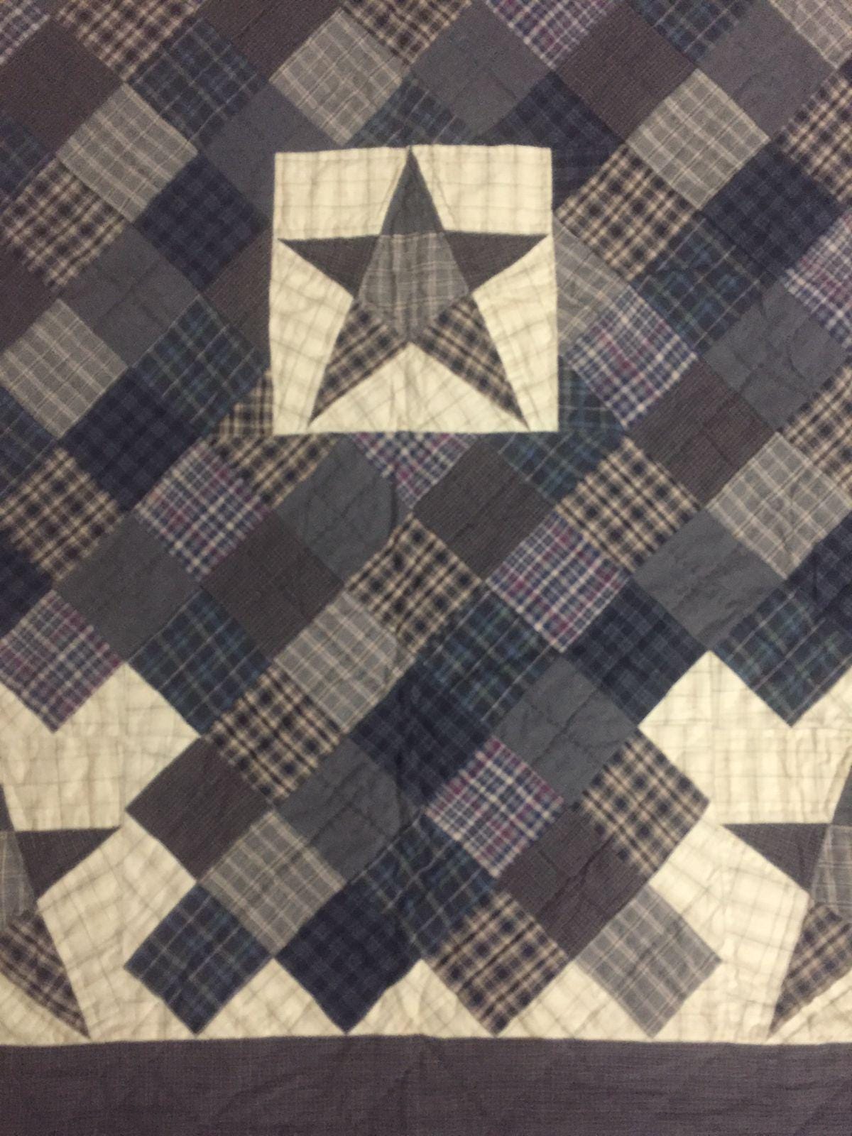 Hand Quilted Throw, wall hanging ,Table Topper quilt 50"x60" country primitive blazing star square by Home Heart brands (Made in India)