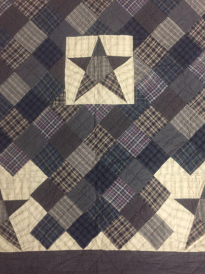 Hand Quilted Throw, wall hanging ,Table Topper quilt 50"x60" country primitive blazing star square by Home Heart brands (Made in India)