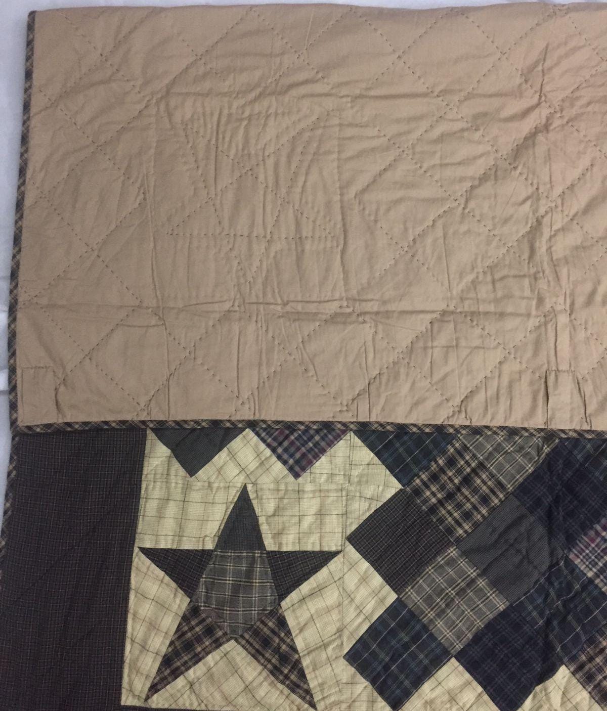 Hand Quilted Throw, wall hanging ,Table Topper quilt 50"x60" country primitive blazing star square by Home Heart brands (Made in India)