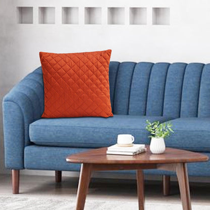 Fall orange Quilted Faux Dupioni Silk Cushion Covers Throw Pillow, Zipper Closure, Accent Pillow  Decorative pillow by HOME HEART Brands