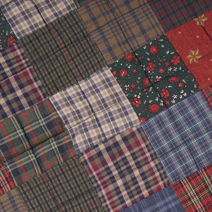Hand made calico plaid Primitive Star 44"x44" country Cotton Hand Quilted patchwork Wall hanging & Toppers, baby quilt by HOME HEART Brands