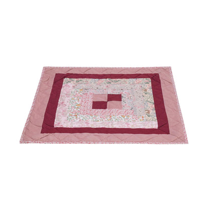 Hand Quilted small quilt 20"x20" table topper,square block, patchwork Mauve floral Log Cabin rod pocket by HOME HEART Brands(Made in India)
