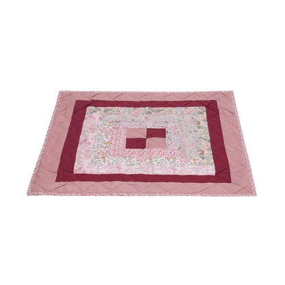 Hand Quilted small quilt 20"x20" table topper,square block, patchwork Mauve floral Log Cabin rod pocket by HOME HEART Brands(Made in India)