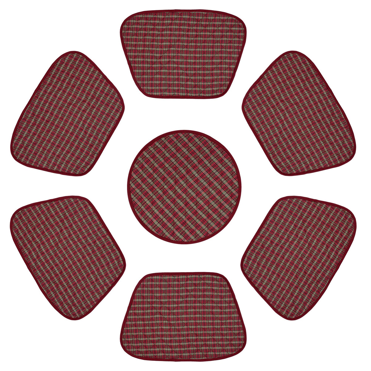 Wedge quilted placemat ,Trivet, pot holder, table mat christmas red plaid cotton reversible placemat by HOME HEART Brands(India)