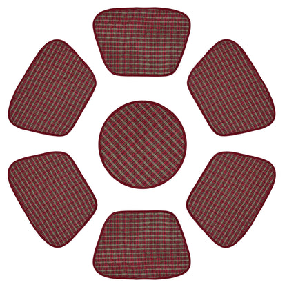 Wedge quilted placemat ,Trivet, pot holder, table mat christmas red plaid cotton reversible placemat by HOME HEART Brands(India)