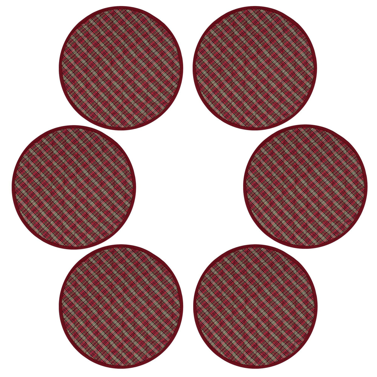 Wedge quilted placemat ,Trivet, pot holder, table mat christmas red plaid cotton reversible placemat by HOME HEART Brands(India)