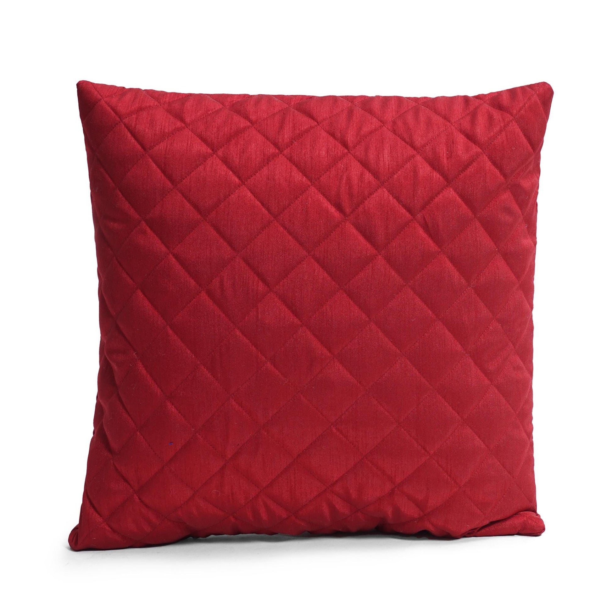Cranberry Red Quilted Faux Dupioni Silk Cushion Covers Throw Pillow, Zipper Closure, Accent Pillow Decorative pillow by HOME HEART Brands