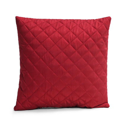 Cranberry Red Quilted Faux Dupioni Silk Cushion Covers Throw Pillow, Zipper Closure, Accent Pillow Decorative pillow by HOME HEART Brands