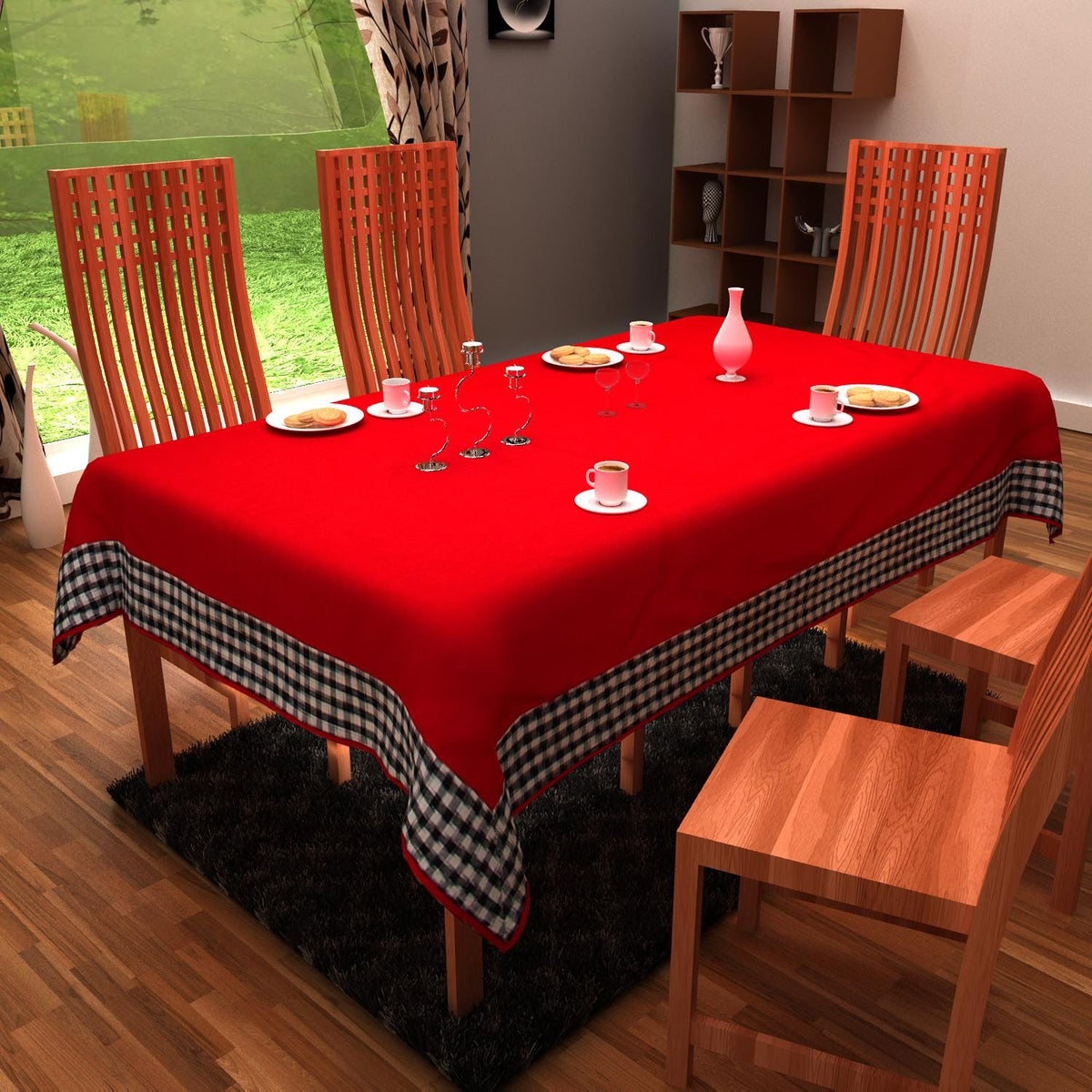 Table Cloth Red Cotton 10oz(310 gsm) duck Canvas Fabric Dining Tablecover for Decoration Machine Washable Made in India by Home Heart Brands