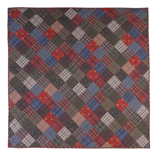 Hand made calico plaid Primitive Star 44"x44" country Cotton Hand Quilted patchwork Wall hanging & Toppers, baby quilt by HOME HEART Brands