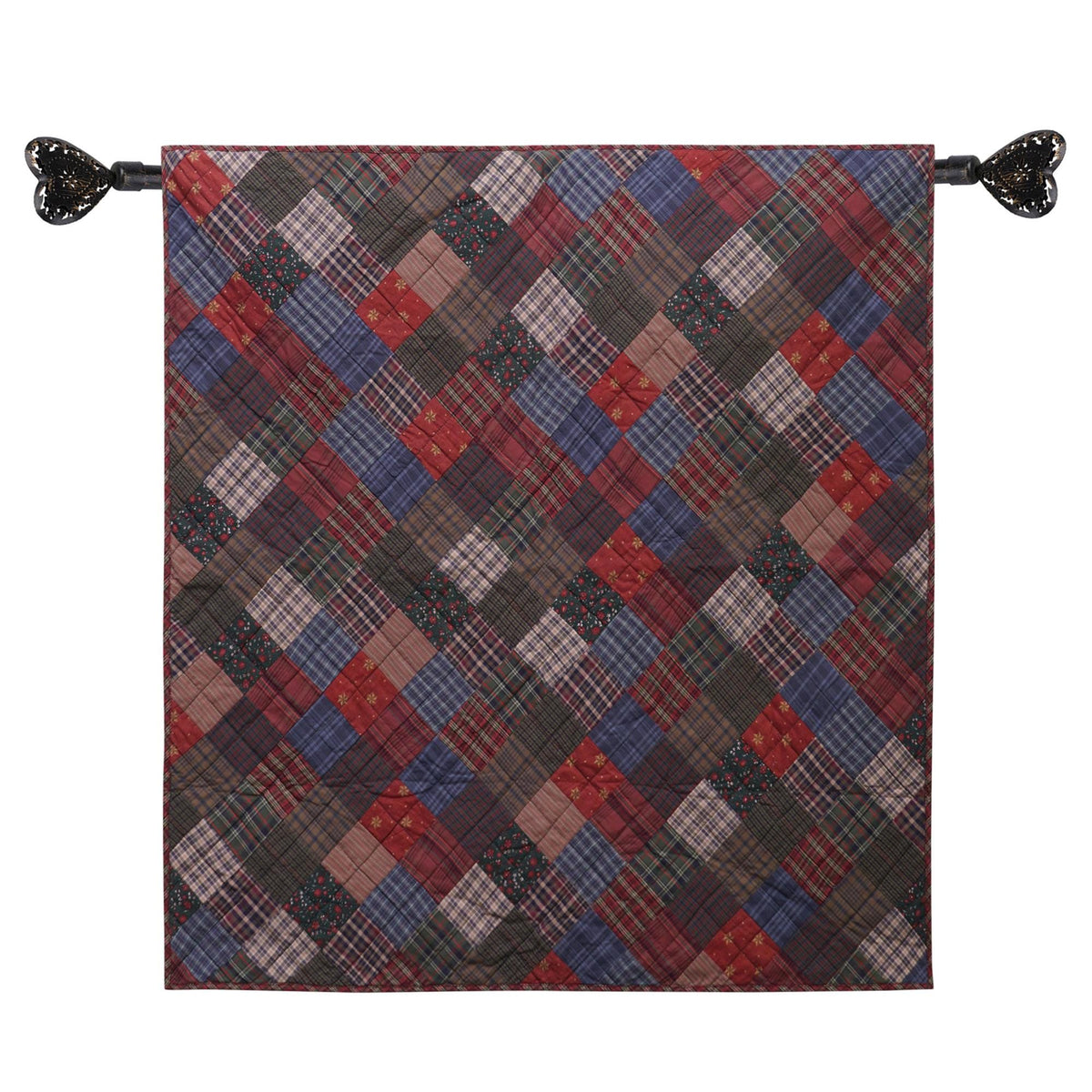 Hand made calico plaid Primitive Star 44"x44" country Cotton Hand Quilted patchwork Wall hanging & Toppers, baby quilt by HOME HEART Brands