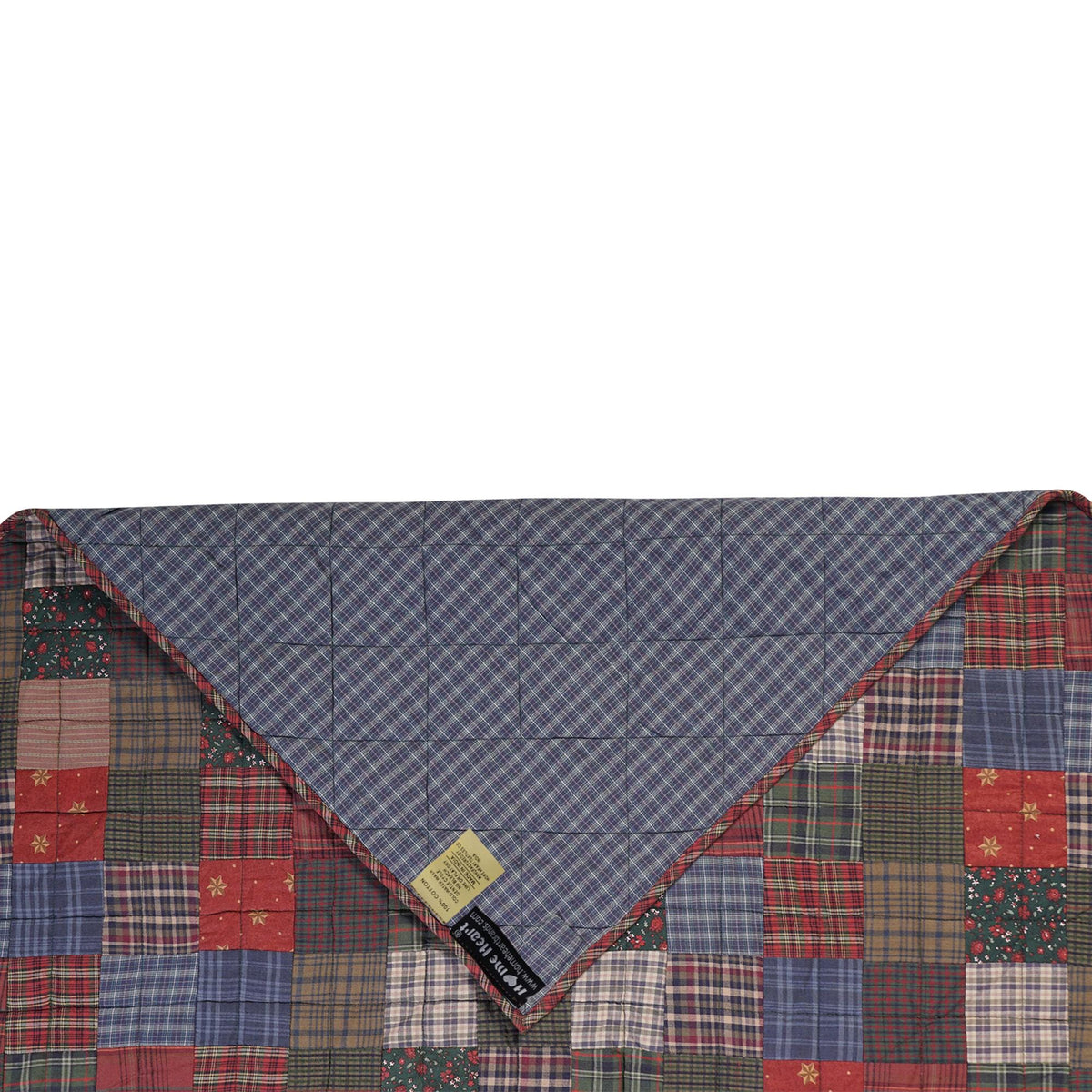 Hand made calico plaid Primitive Star 44"x44" country Cotton Hand Quilted patchwork Wall hanging & Toppers, baby quilt by HOME HEART Brands