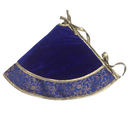 Christmas tree skirt classic micro imperial blue Velvet fabric with matching Brocade Fabric Border Thick Double Layer by HOME HEART Brands