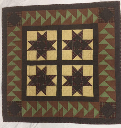 Hand made Hand quilted Throw Quilt, Table Toppers 44"x44" Christmas star patchwork Cotton quilt by Home Heart brands (Made in India)