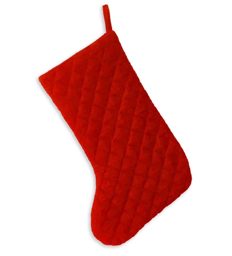 Christmas stocking hand made machine quilted Traditional red velvet thick(16 inc tall)Christmas stocking by HOME HEART Brands(Made in India)