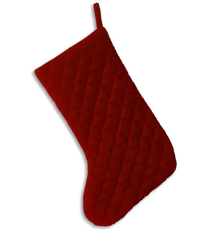 Christmas stocking hand made machine quilted burgundy velvet thick(16 inc tall) traditional stocking by HOME HEART Brands(Made in India)