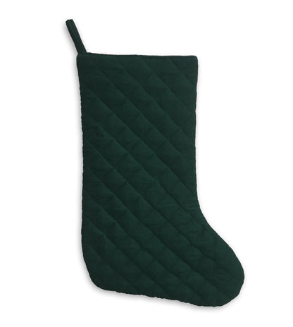 Christmas stocking hand made machine quilted bottle green velvet thick(16 inc tall) traditional stocking by HOME HEART Brands(Made in India)