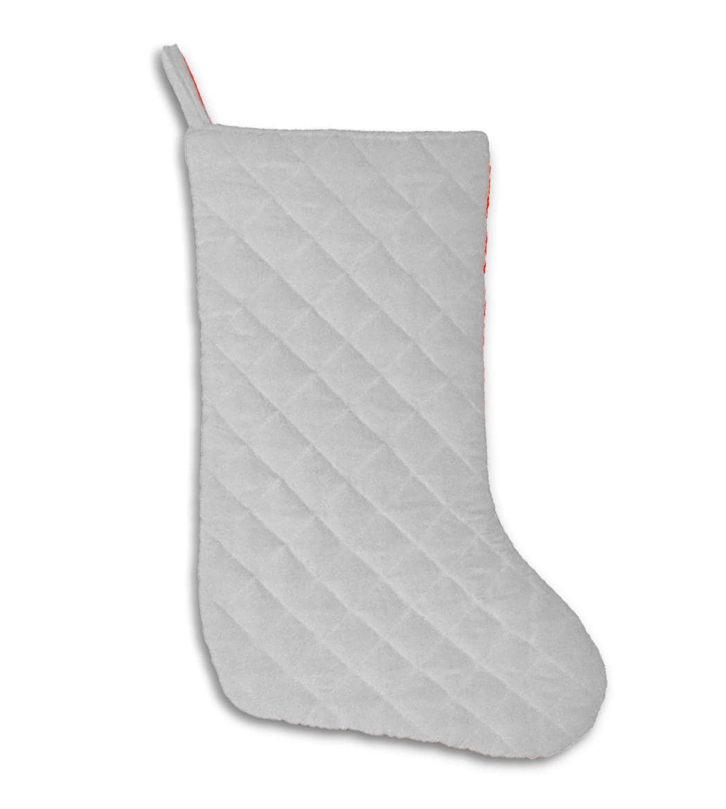 Christmas stocking hand made machine quilted off-white velvet thick(16 inc tall) traditional stocking by HOME HEART Brands(Made in India)