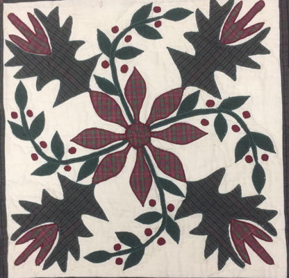 Hand made Throw Quilt, Table Toppers 44"x44" christmas poinsettia embroidered Hand Quilted Cotton quilt by Home Heart brands (Made in India)