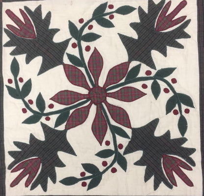 Hand made Throw Quilt, Table Toppers 44"x44" christmas poinsettia embroidered Hand Quilted Cotton quilt by Home Heart brands (Made in India)