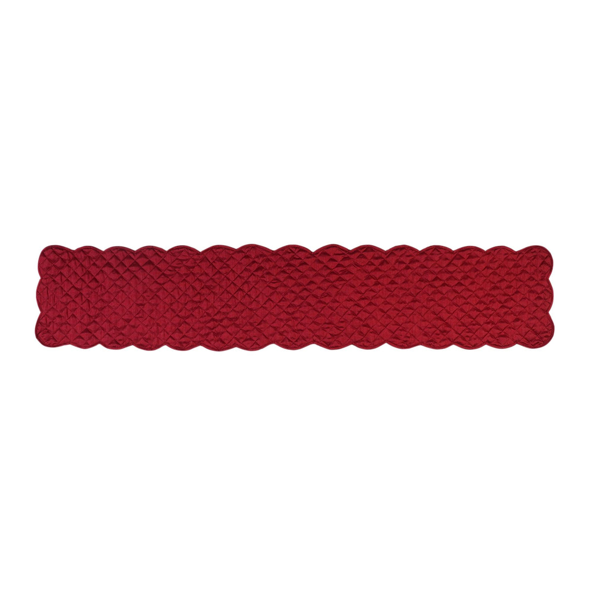 Dupioni silk quilted Table Runner & Toppers cardinal red scallop border reversible double layer by Home Heart Brands(made in INDIA)