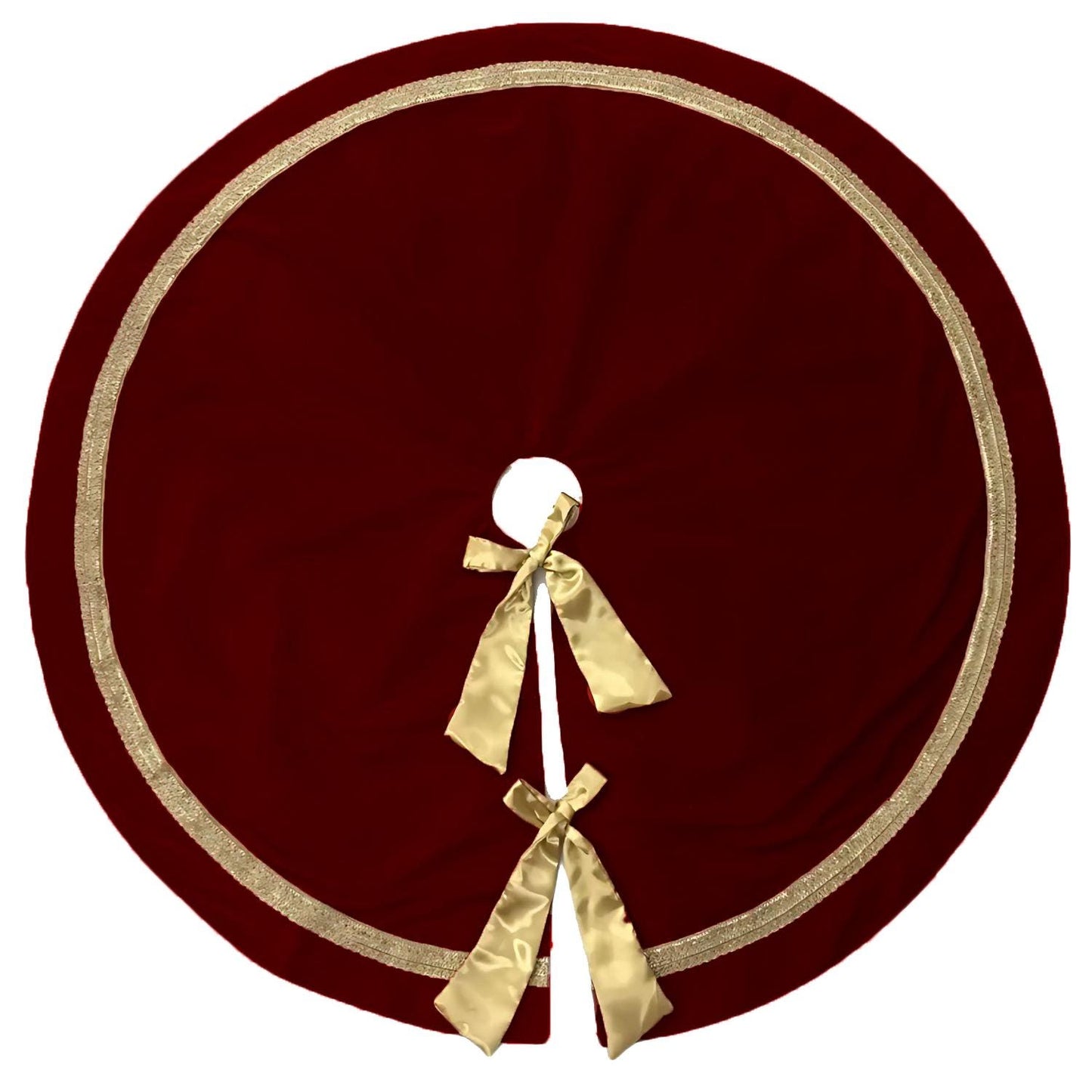 Christmas tree skirt hand crafted Luxurious maroon velvet & satin bow double Layer Heirloom Quality by HOME HEART Brands(Made in India)