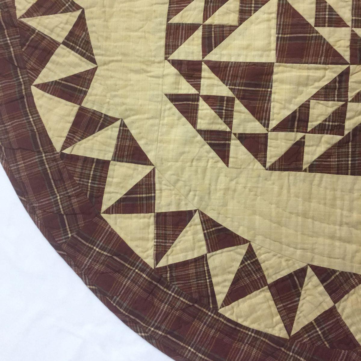 Christmas tree skirt 46" hand made hand quilted colonial plaid quilt thick Double Layer Heirloom Quality by HOME HEART Brands Made in India