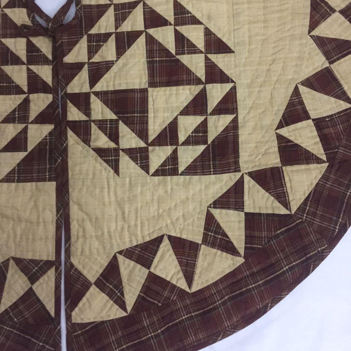 Christmas tree skirt 46" hand made hand quilted colonial plaid quilt thick Double Layer Heirloom Quality by HOME HEART Brands Made in India