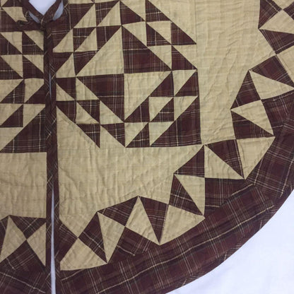 Christmas tree skirt 46" hand made hand quilted colonial plaid quilt thick Double Layer Heirloom Quality by HOME HEART Brands Made in India