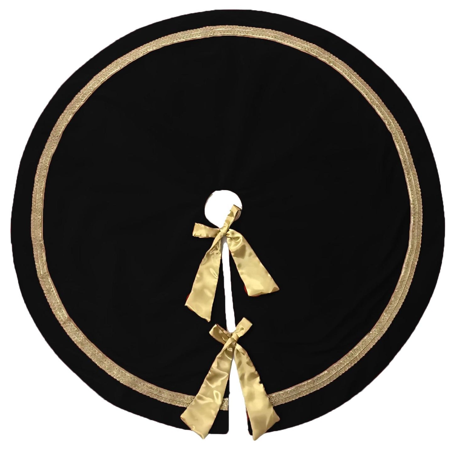 Christmas tree skirt hand crafted Luxurious black velvet & satin bow double Layer Heirloom Quality by HOME HEART Brands(Made in India)