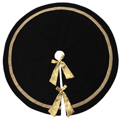 Christmas tree skirt hand crafted Luxurious black velvet & satin bow double Layer Heirloom Quality by HOME HEART Brands(Made in India)