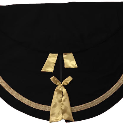 Christmas tree skirt hand crafted Luxurious black velvet & satin bow double Layer Heirloom Quality by HOME HEART Brands(Made in India)