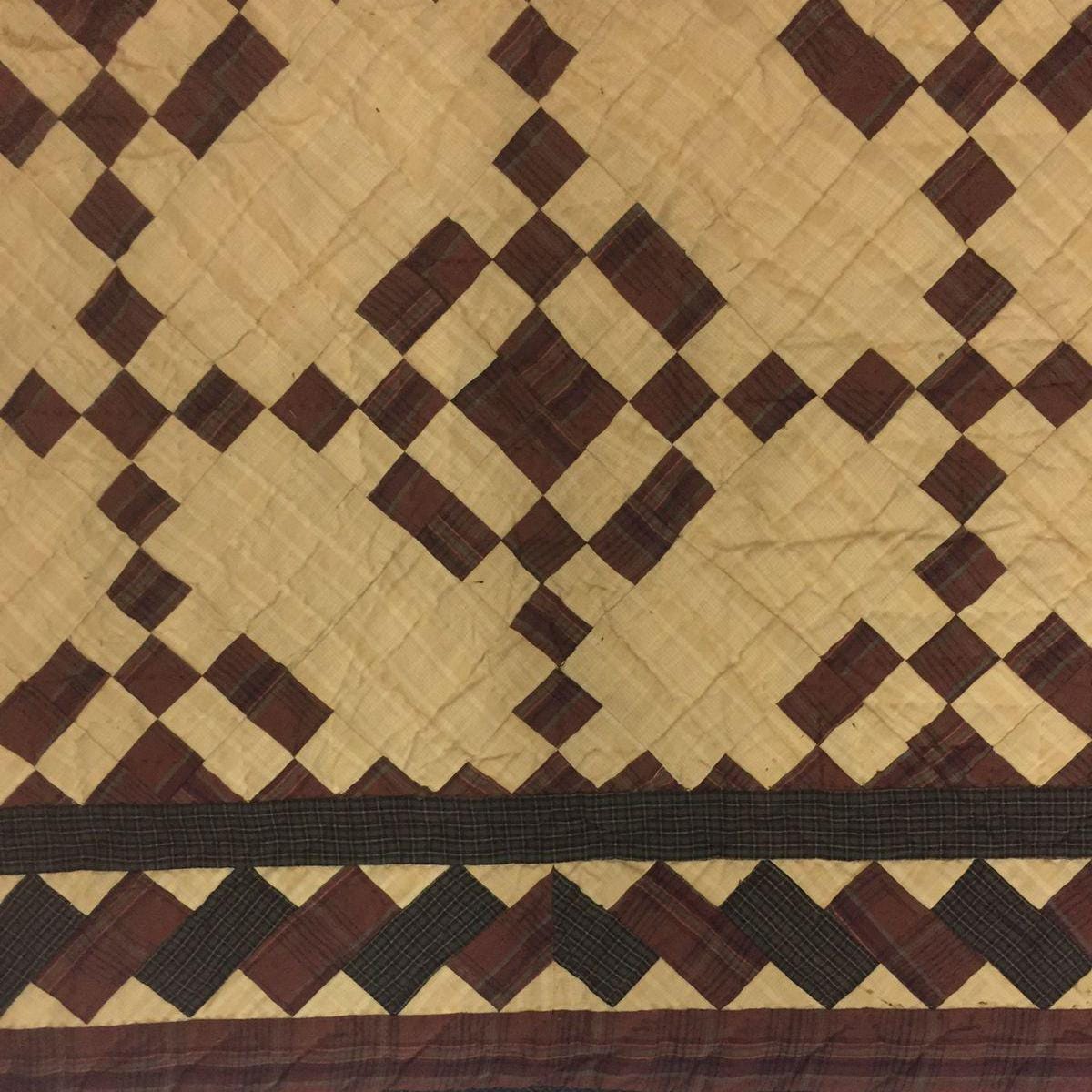 Hand made Hand quilted Throw Quilt, Table Toppers 44"x44" Nine patch square patchwork Cotton quilt by Home Heart brands (Made in India)