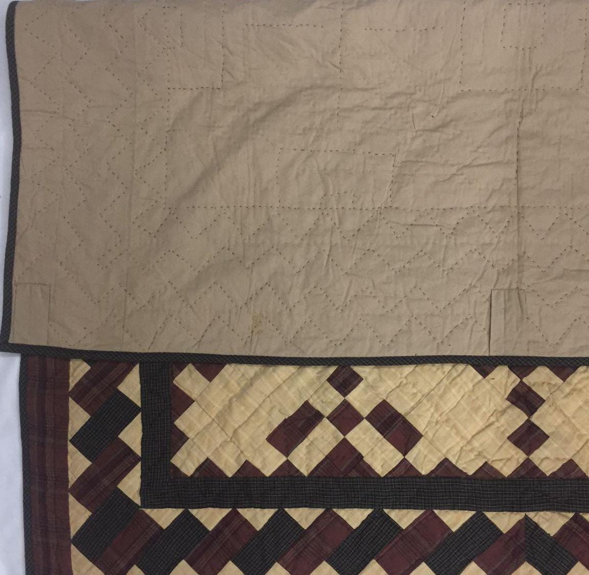 Hand made Hand quilted Throw Quilt, Table Toppers 44"x44" Nine patch square patchwork Cotton quilt by Home Heart brands (Made in India)
