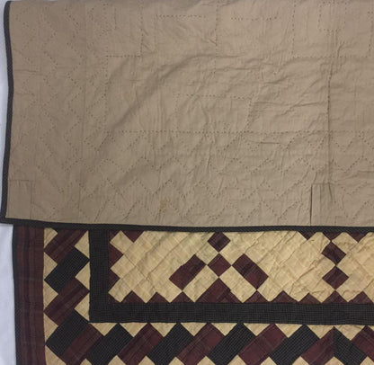 Hand made Hand quilted Throw Quilt, Table Toppers 44"x44" Nine patch square patchwork Cotton quilt by Home Heart brands (Made in India)