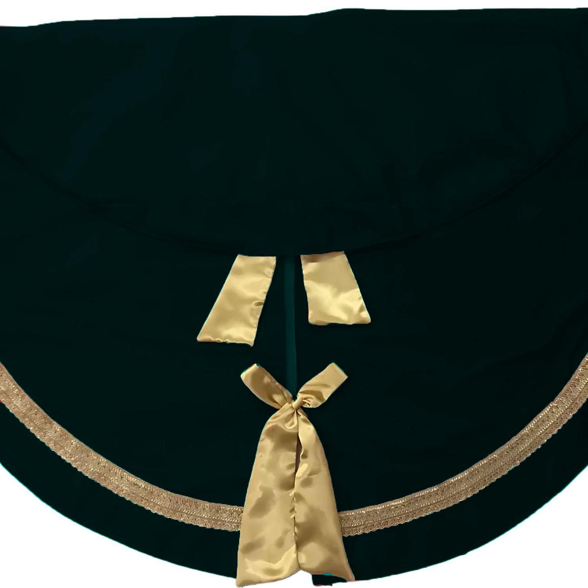 Christmas tree skirt hand crafted bow & luxurious bottle green velvet with gold border double Layer by HOME HEART Brands(Made in India)