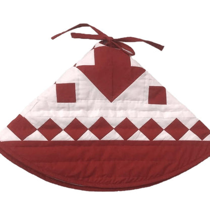 Christmas tree skirt hand made quilted patchwork Red Diamond calico Thick Double Layer Heirloom Quality by HOME HEART Brands(Made in India)