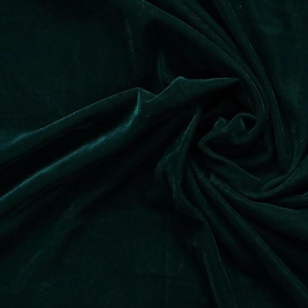 Bottle green color micro velvet soft fabric 44” wide choose your yard meter in cut collection by HOME HEART Brands (Made in India)